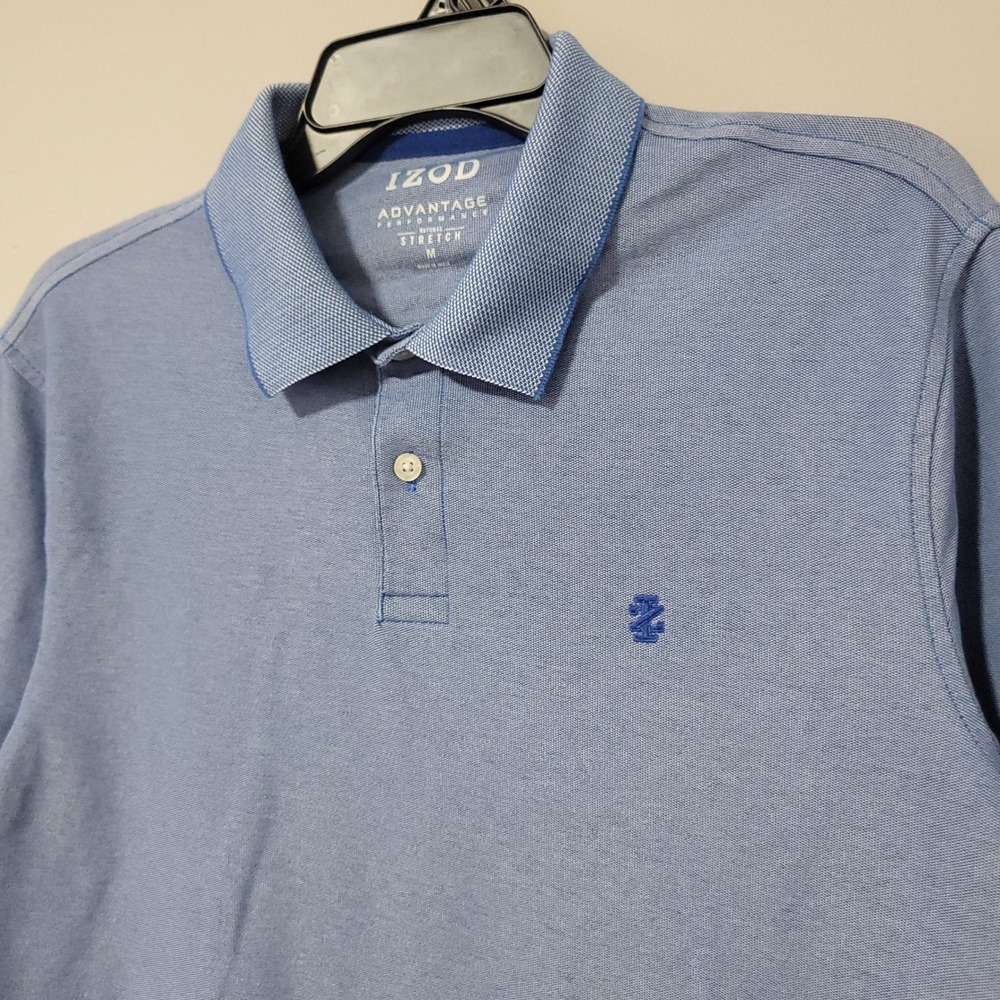 IZOD Advantage Performance Polo Shirt Mens M Blue Natural Stretch Golf Casual